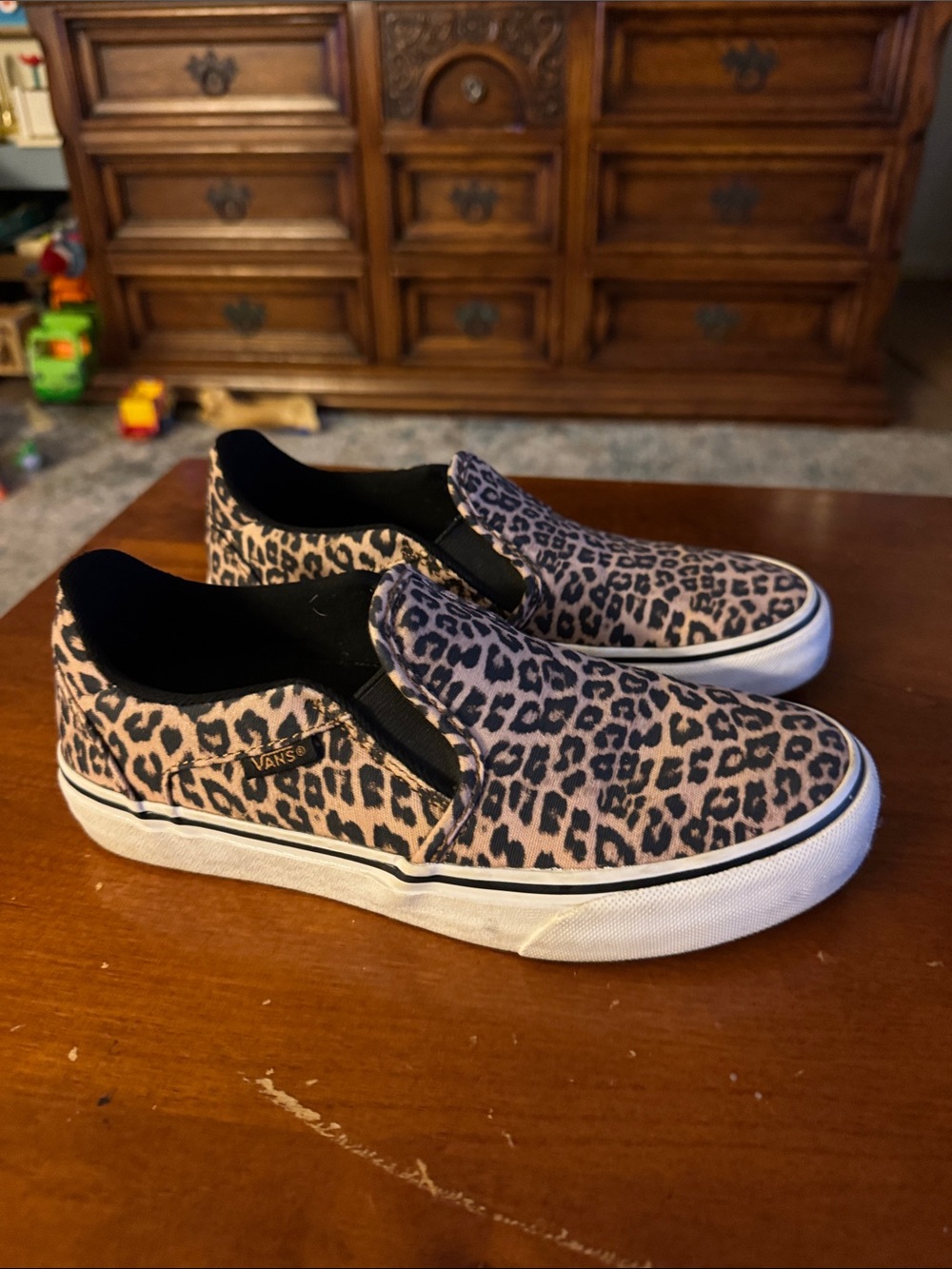 Vans Women’s Slip-On Sneakers in Leopard Print Pattern